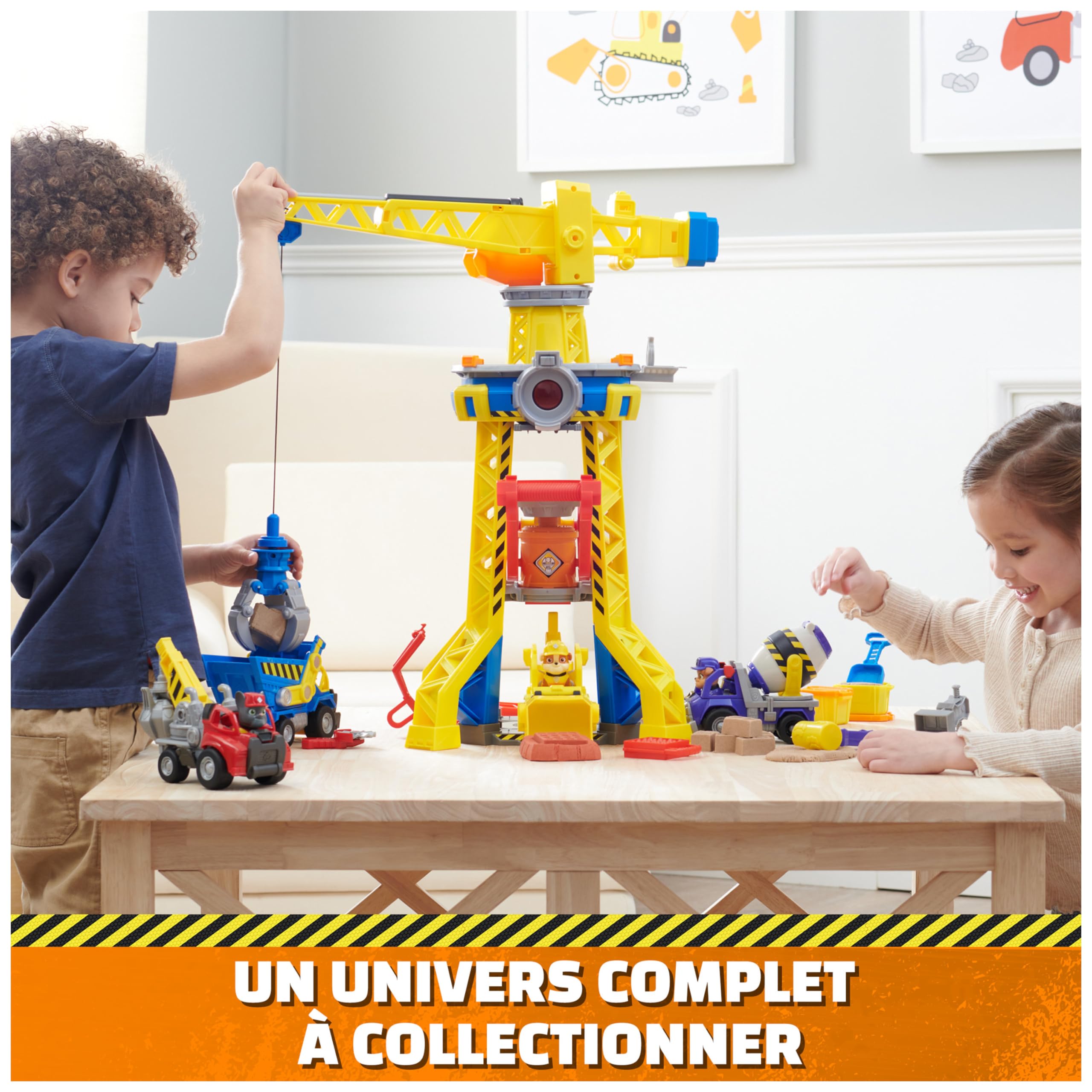 Ruben & Compagnie - Brico Park - Grue de Chantier Interactive - Véhicule Figurine Ruben Et Compagnie À Collectionner - Avec Sable Magique Kinetic Sand - Pat Patrouille Jouet - Jouet Enfant 3 Ans et +
