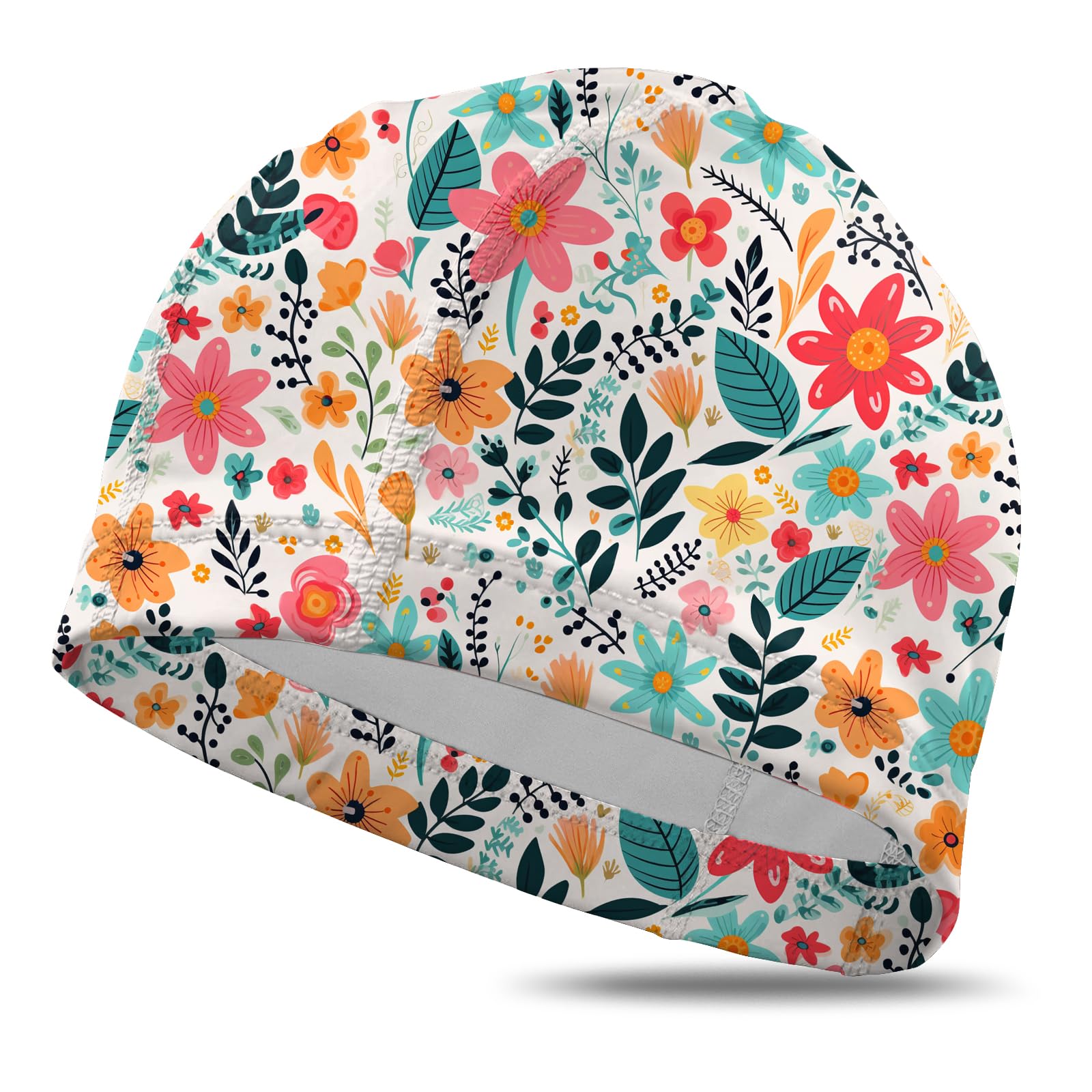 Deokke Fabric Swim Cap Elastic Breathable Cloth Swimming Cap Fit Short Hair Men Woman Girls One Size Hat