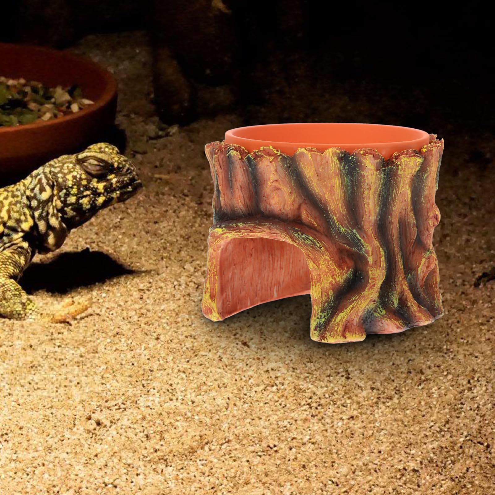 Happyyami Grotta Nascondiglio in Resina per Gechi e Lucertole, Accessorio per Terrario e Giardino, Facile da Installare, Design Multifunzione