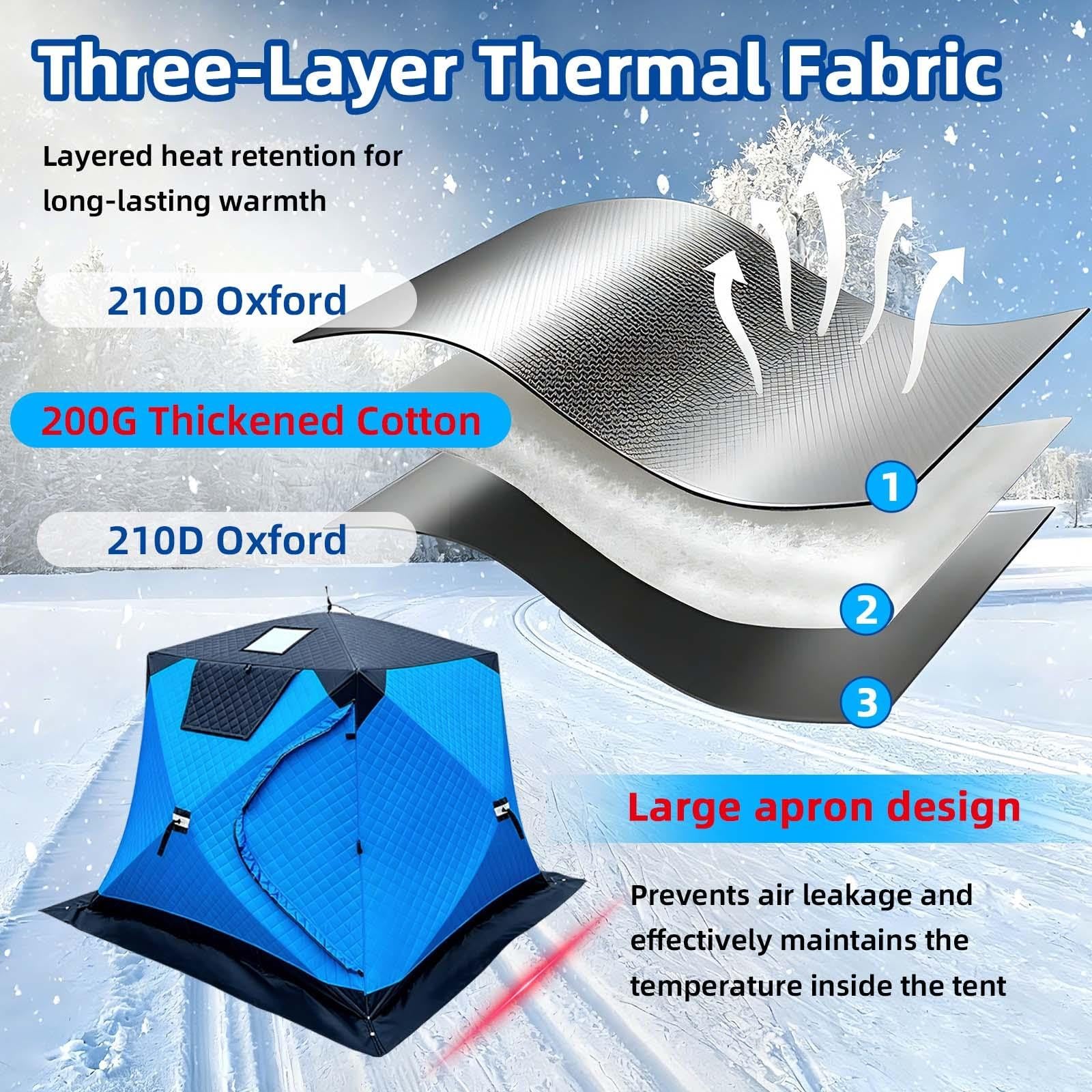 Tente de pêche sur Glace isolée, Tissu Oxford 210D,-amping avec Ventilation