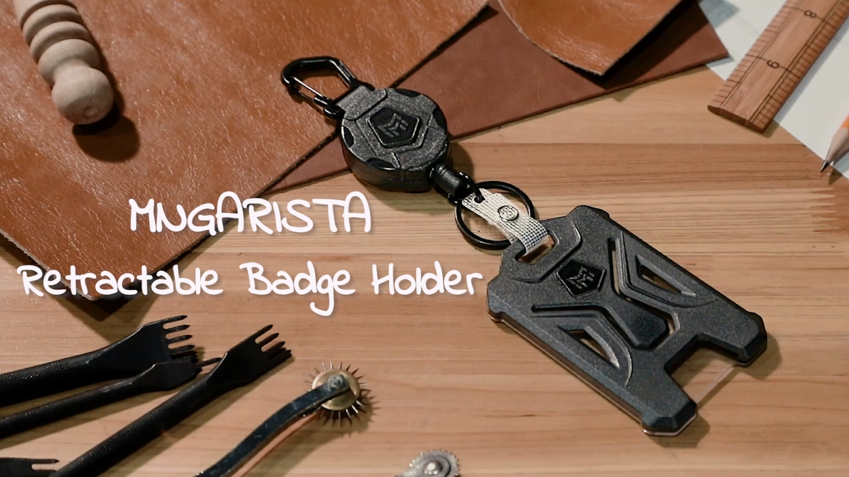 MNGARISTA Intrekbare sleutelhanger, Heavy Duty Karabijnhaak Badgehouder, ID- badge Reel met 80 cm Staal Intrekbaar Koord, 226 g