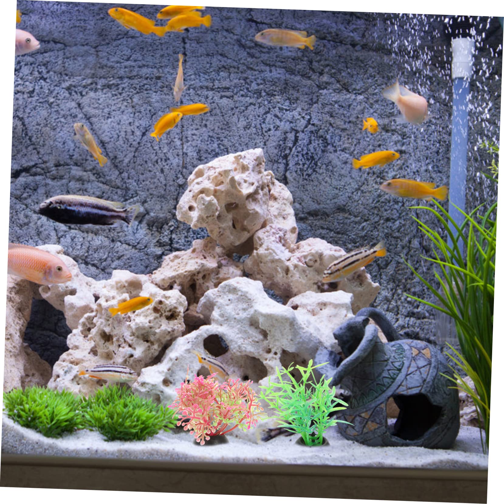 Sosoport 5 Sätze Aquarium Landschaftsbau Wasserpflanzen Aquarium Dekoration Kunstpflanze Mini-aquarienpflanzen Tank Teich Dekoratives Wassergras Mikrolandschaftsdekor Plastik 20 Stück * 5