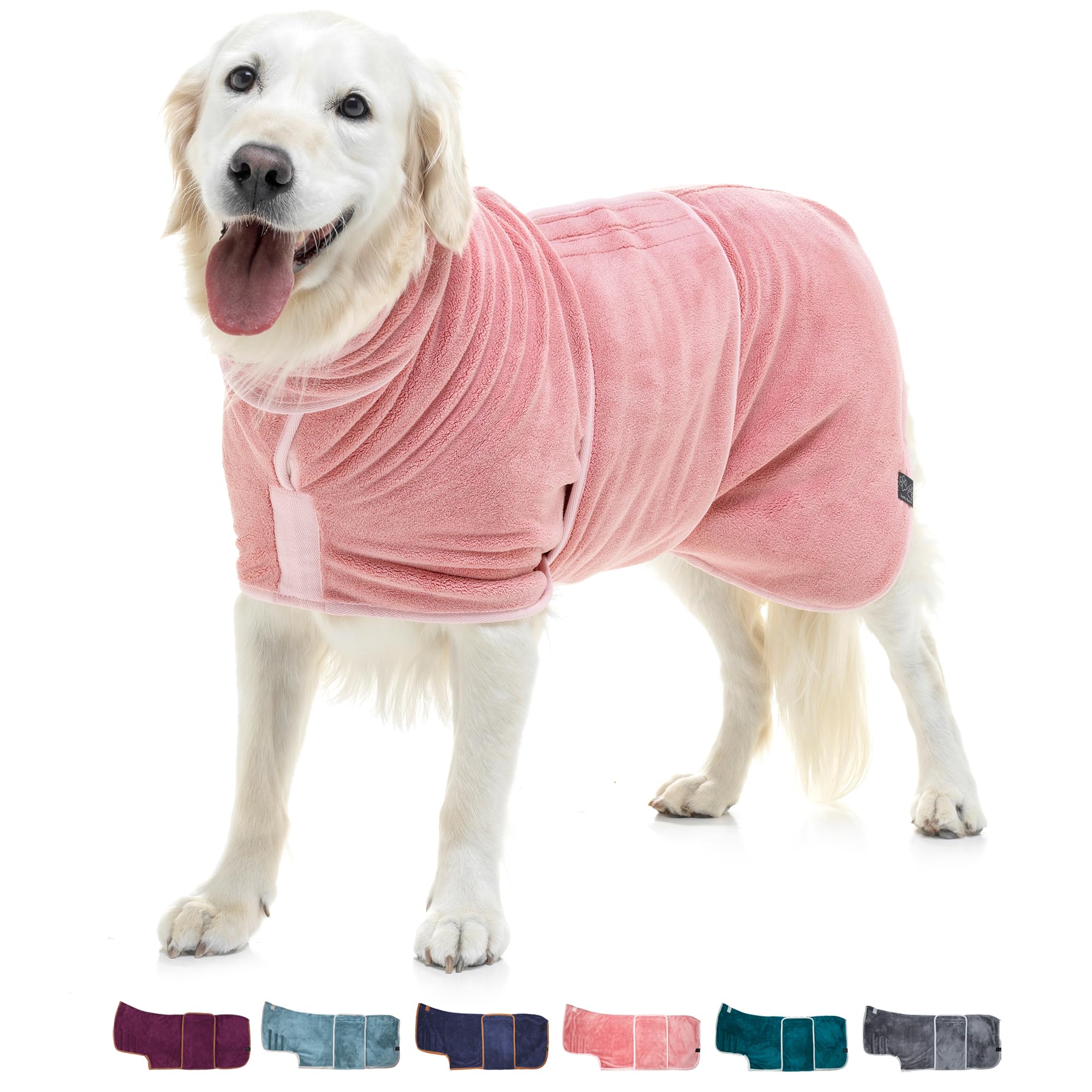 Luxurious Dog Robe Towel ââ‚¬â€œ Double Layer Dog Bathrobe ââ‚¬â€œ Fast Drying Dog Bath Towel Robe ââ‚¬â€œ Super Absorbent & Ultra Soft Wearable Dog Towels for Drying Dogs (M, Dusty Pink)