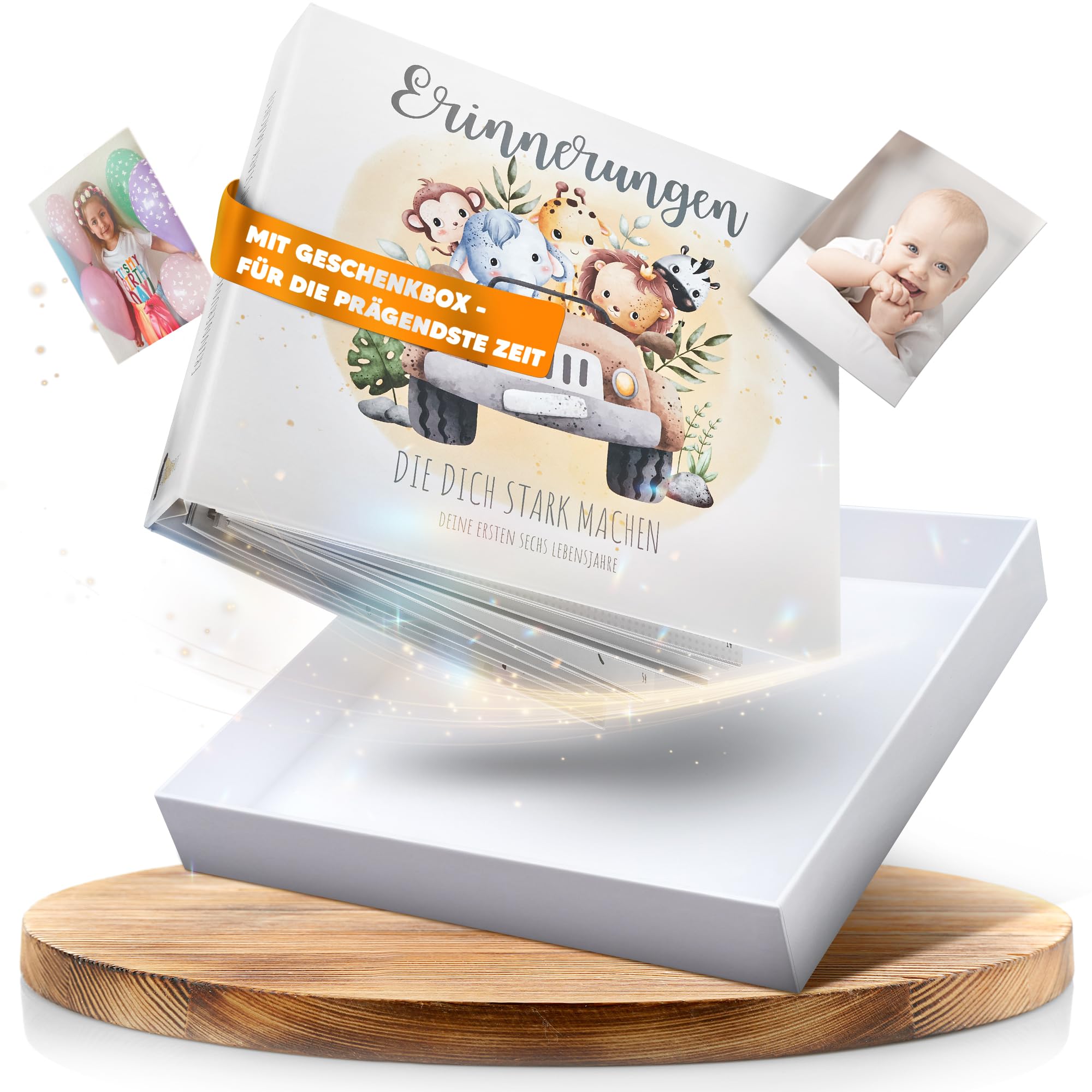 LITLHERO® Erinnerungsbuch Baby | Liebevoll & durchdacht designt | Babyalbum mit extra Kapitel - Mein erstes Jahr | Babybuch | Babytagebuch & Erinnerungsalbum | Geschenk zur Geburt mit Geschenkbox
