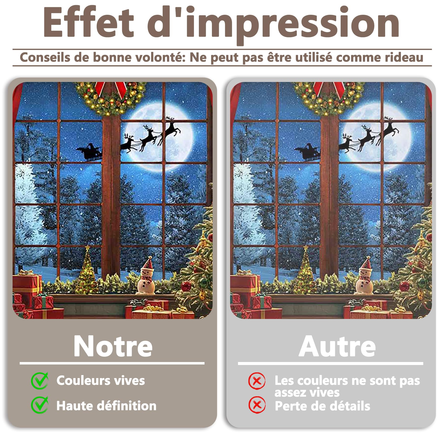 Luminora 3 x 2,4 m Joyeux Noël Sol Fenêtre Lune Renne Toile de Fond
