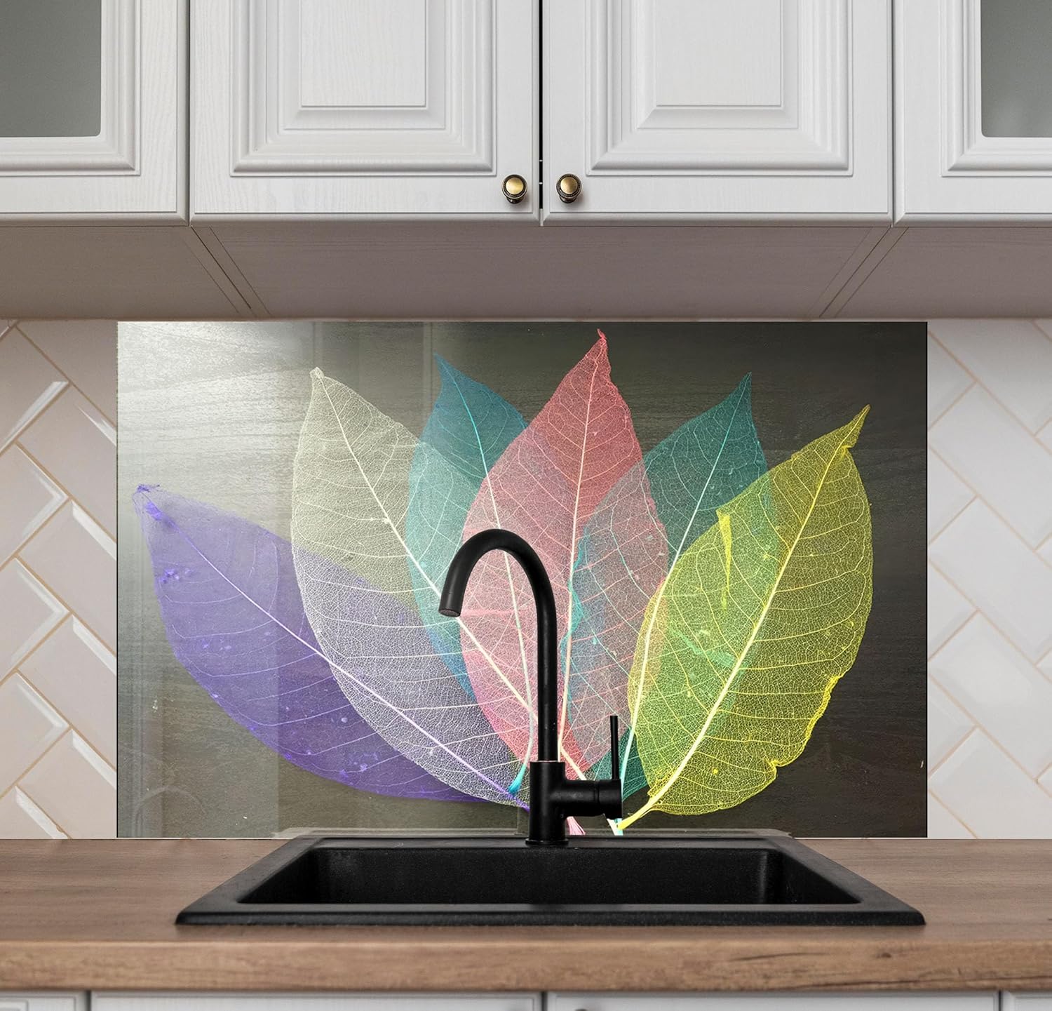 Myphotostation.com 20Wx54H'' Tempered Glass Stove Backsplash Kitchen Tile Decor Stove Back Cover Glass Splashback Tile for Stove Top Cover Toughened Glass Cooker Protector 57