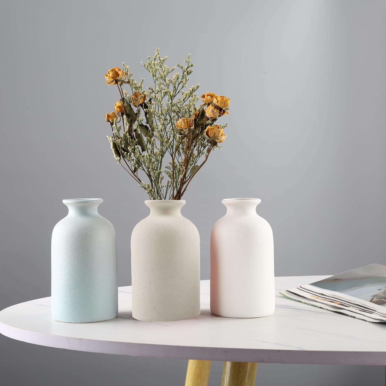 Beige Small Ceramic Vase, Dry Flower Vases Minimalism Style for Modern Table Shelf Home Decor, Fit for Fireplace Bedroom Kitchen Living Room Centerpieces Office Desk Gift(S Beige) - Image 8