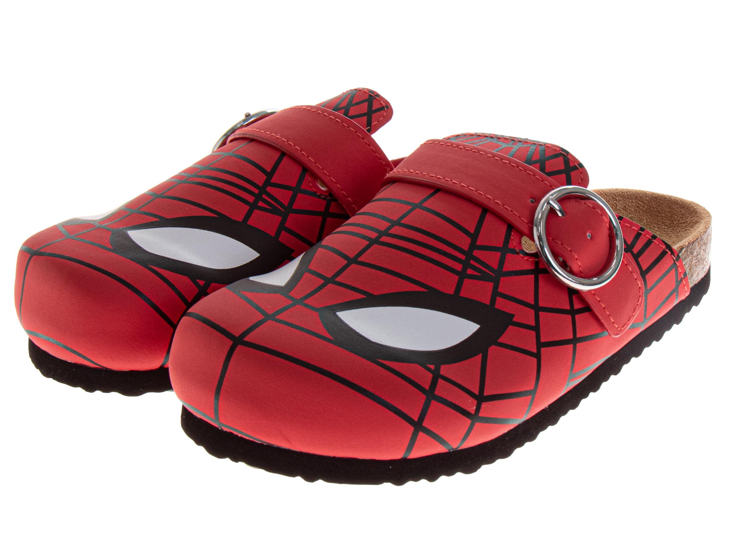 SpiderMan Clog Sandals Closed Toe Cork Footbed with Buckle - SlipOn Slides Sandal Clogs for Boys (Sizes: 12-13 Little Kid / 1-4 Big Kid)