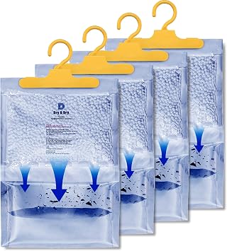 Dry & Dry 4 Pack Premium Moisture Absorbers for Home, Basement & Bedroom - Small Dehumidifiers