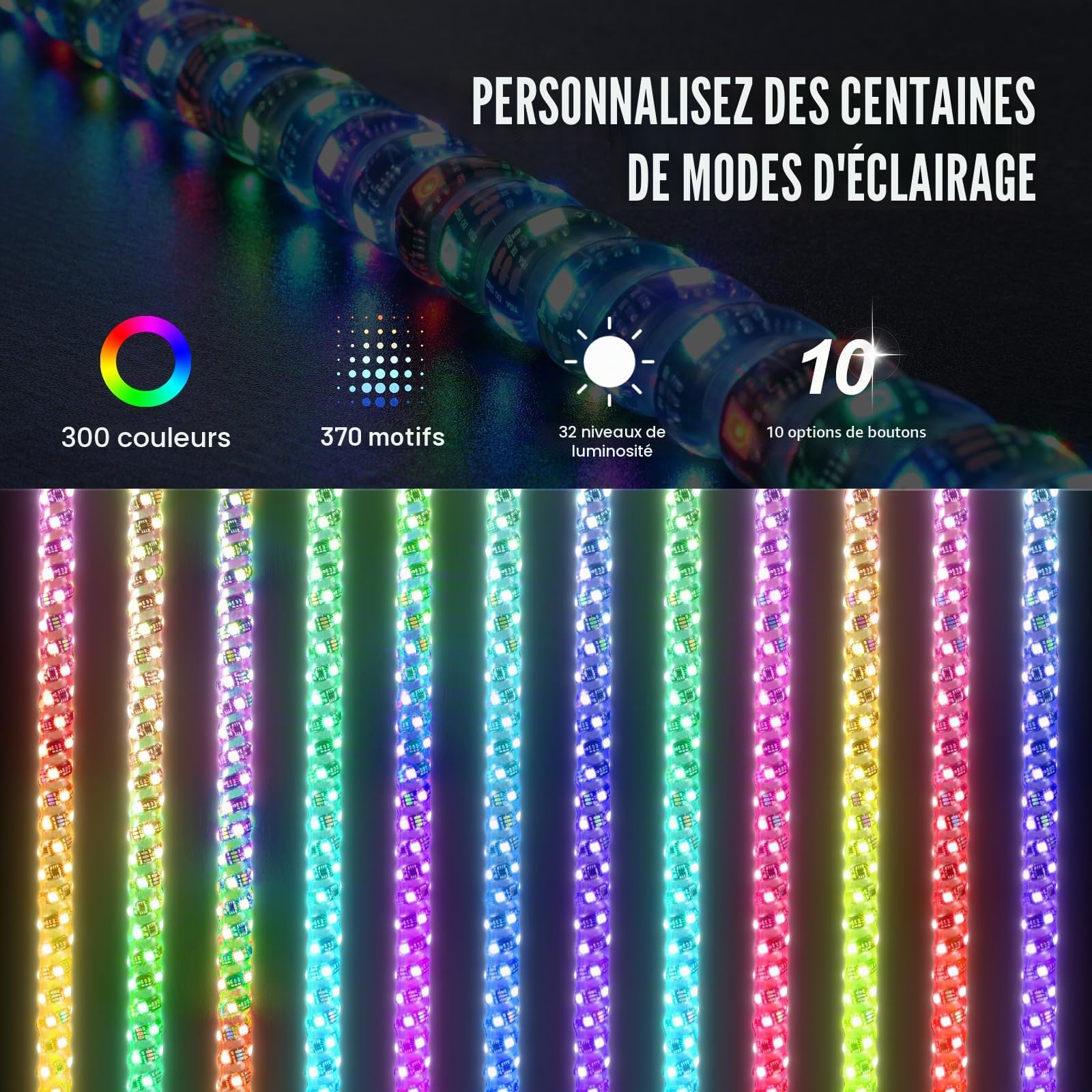 VEVOR Fouet Lumineux LED de 91 cm avec Base à Ressort, Télécommande APP et RF, Étanche à 360° en Spirale RVB avec 2 Drapeaux, Éclairage pour UTV, VTT, Motos, RZR, Camions, Tout-Terrain, 1 Pièce
