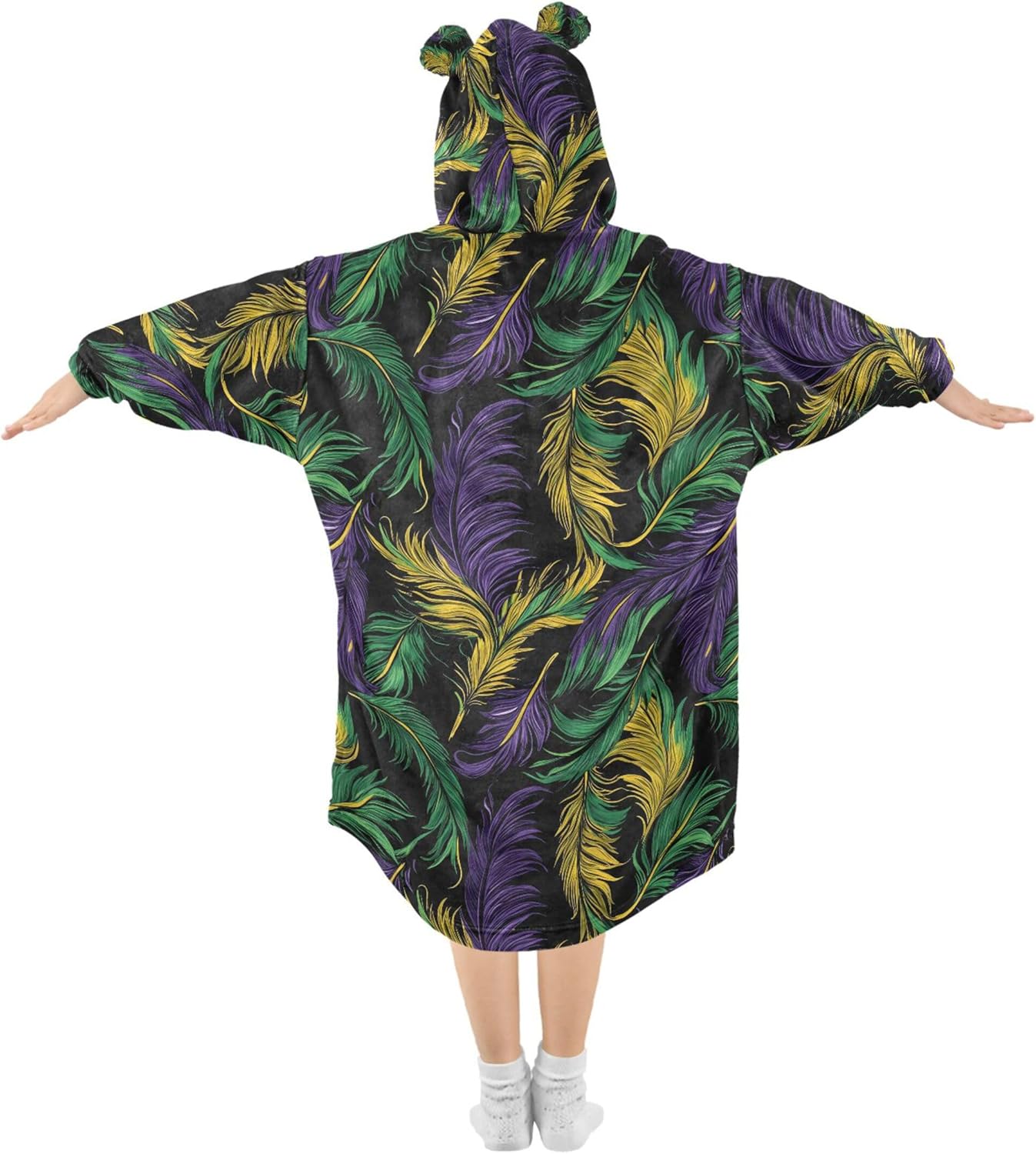 Brazil Mardi Gras Carnival Party Kids Wearable Blanket Hoodie and Sleeves for Toddlers, Cute Hoodies Girls B0403635