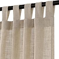 Vista 1 de Turquoize Cortinas de lino natural mezclado con pestañas superiores, paneles de tratamiento para ventana, cortinas para sala de estar, con pestaña