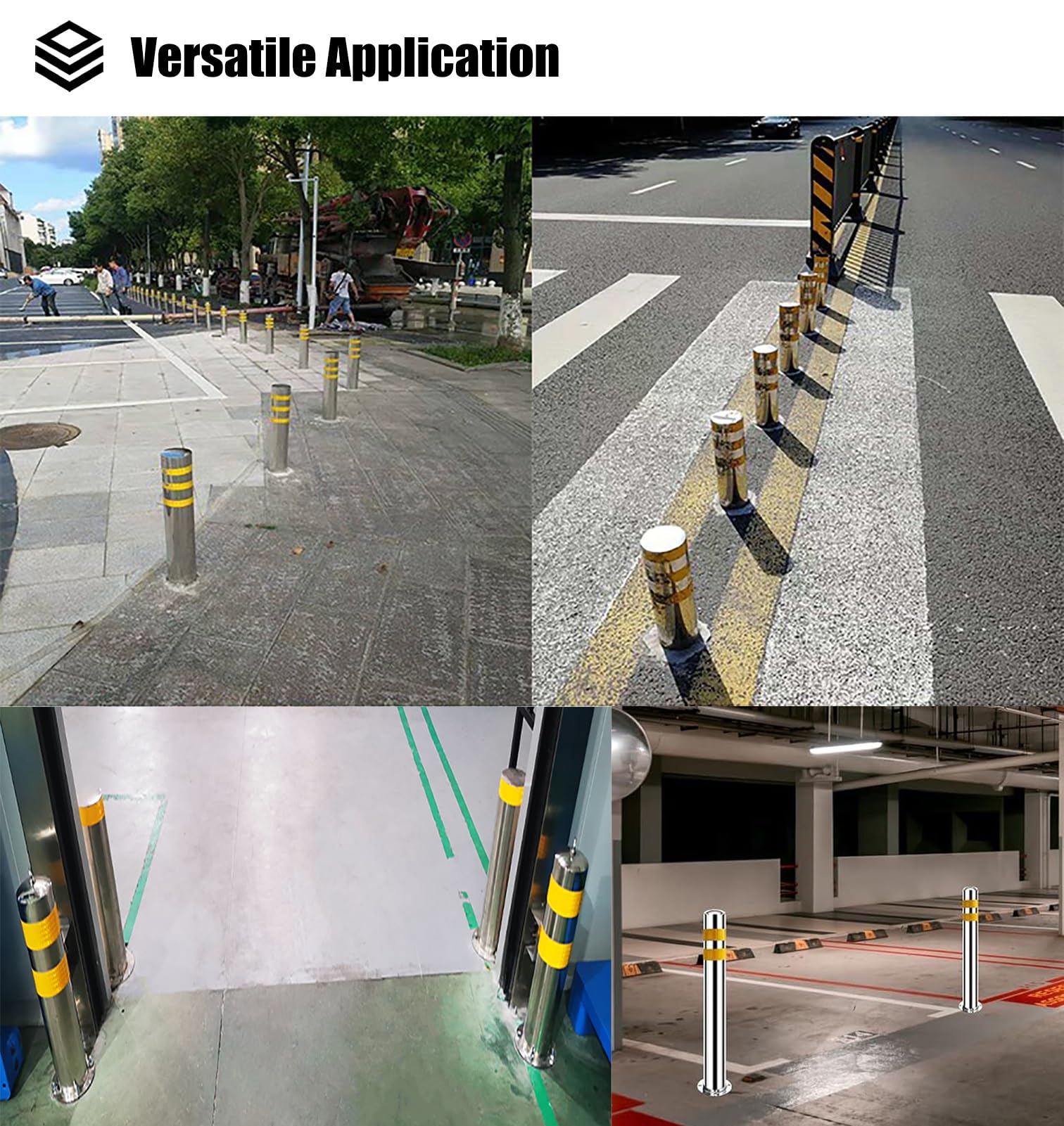 Conos de seguridad Barrera de control de acceso de poste de bolardo montado en el piso de concreto duradero for mejorar la seguridad vial y la gestión del tráfico(4Pcs,75cm)