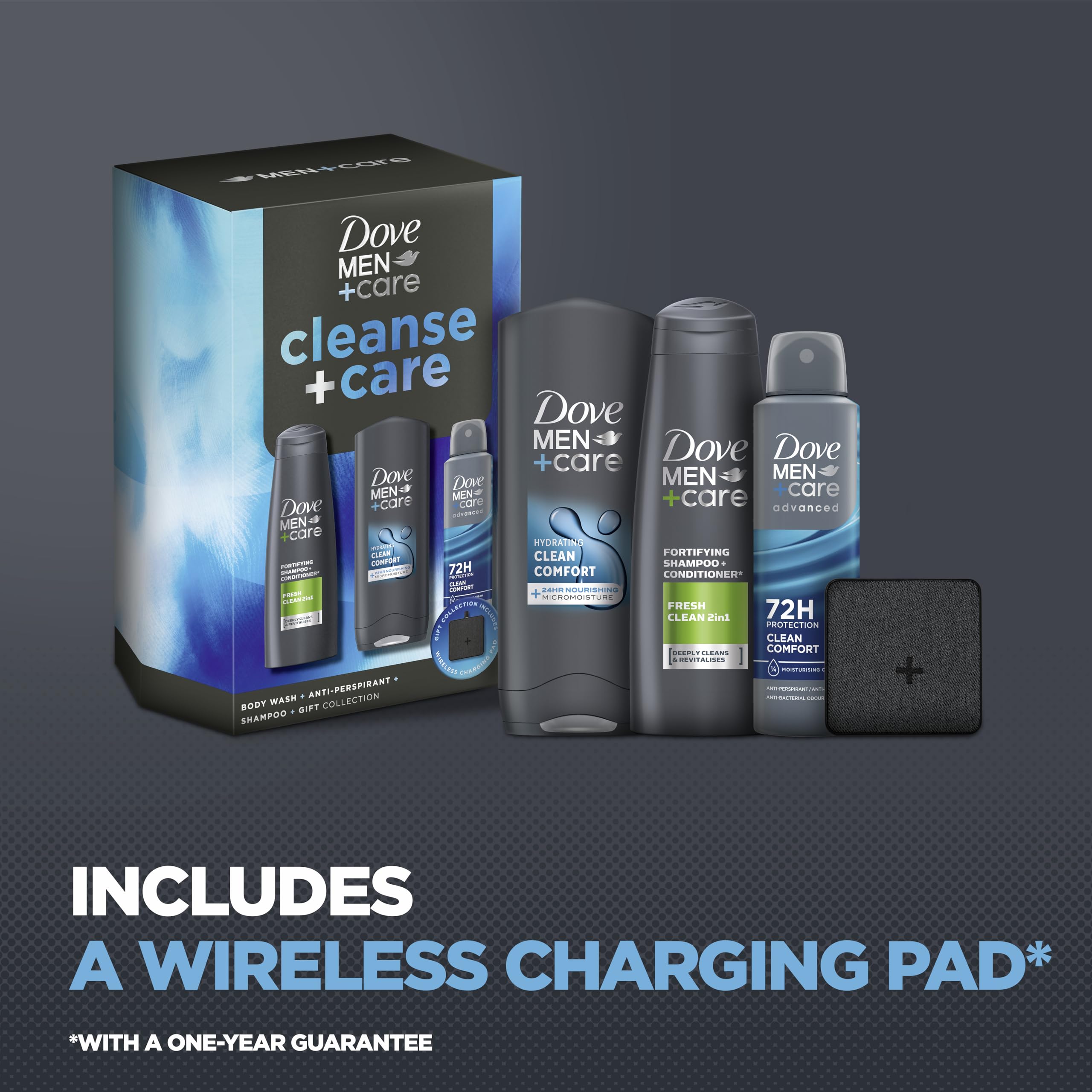 Dove Men+Care Cleanse+Care & Charging Pad Gift Set body wash, 2-in-1 shampoo & conditioner and anti-perspirant perfect gifts for men 3 piece - Image 4