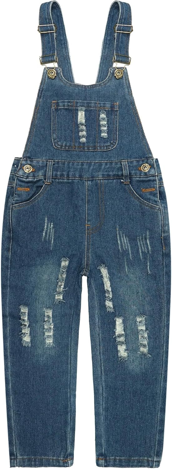 Kids Adjustable Strap Denim Overalls with Pockets,Boys Girls Bib Suspender Pants,Children Spring Jumpsuits