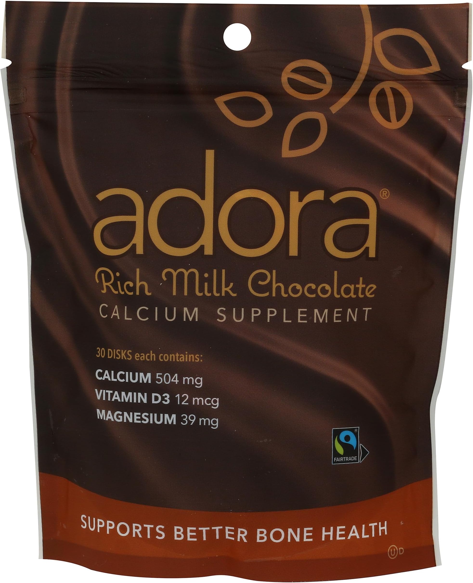 Adora, Calcium Disks Milk Chocolate, 30 Count