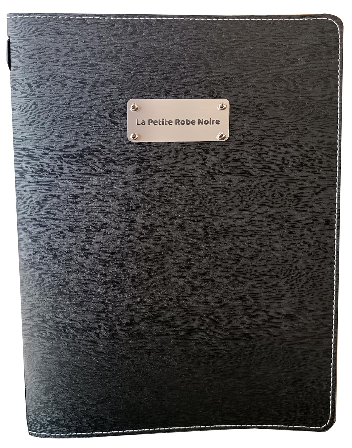 Juego de 12 menús personalizables A4 para restaurante, pub, bar o cervecería moderna, piel sintética de alta calidad (madera negra)