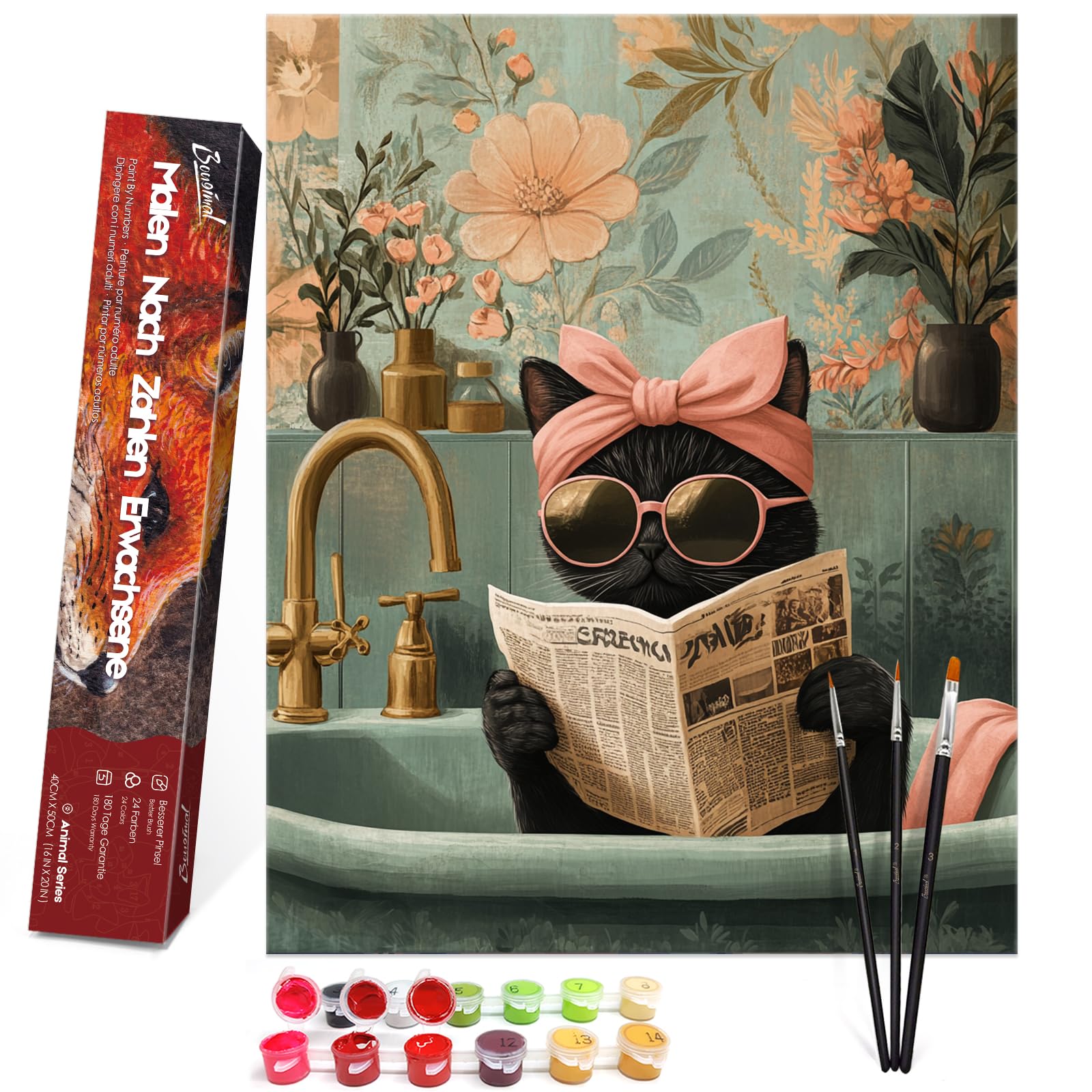 Bougimal Peinture par Numéro Adulte Paysages avec Pinceaux et Acryliques Bricolage Peintures Kits, pour la Décoration Intérieure maison, Fleurs colorées 11, 28x35cm(Avec Cadre
