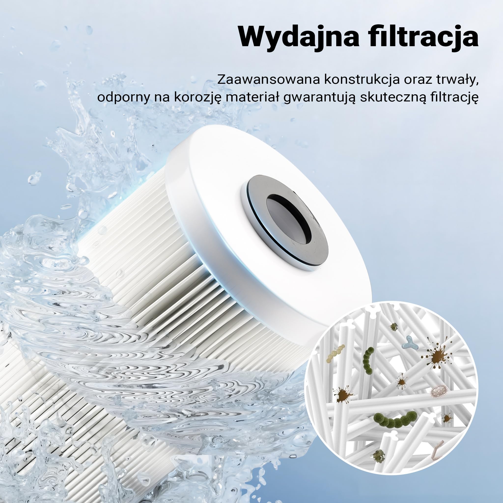Naturewater Wkład filtracyjny plisowany 20", wkład do uzdatniania wody pitnej, skuteczna filtracja wody w domu, filtr do wody kranowej