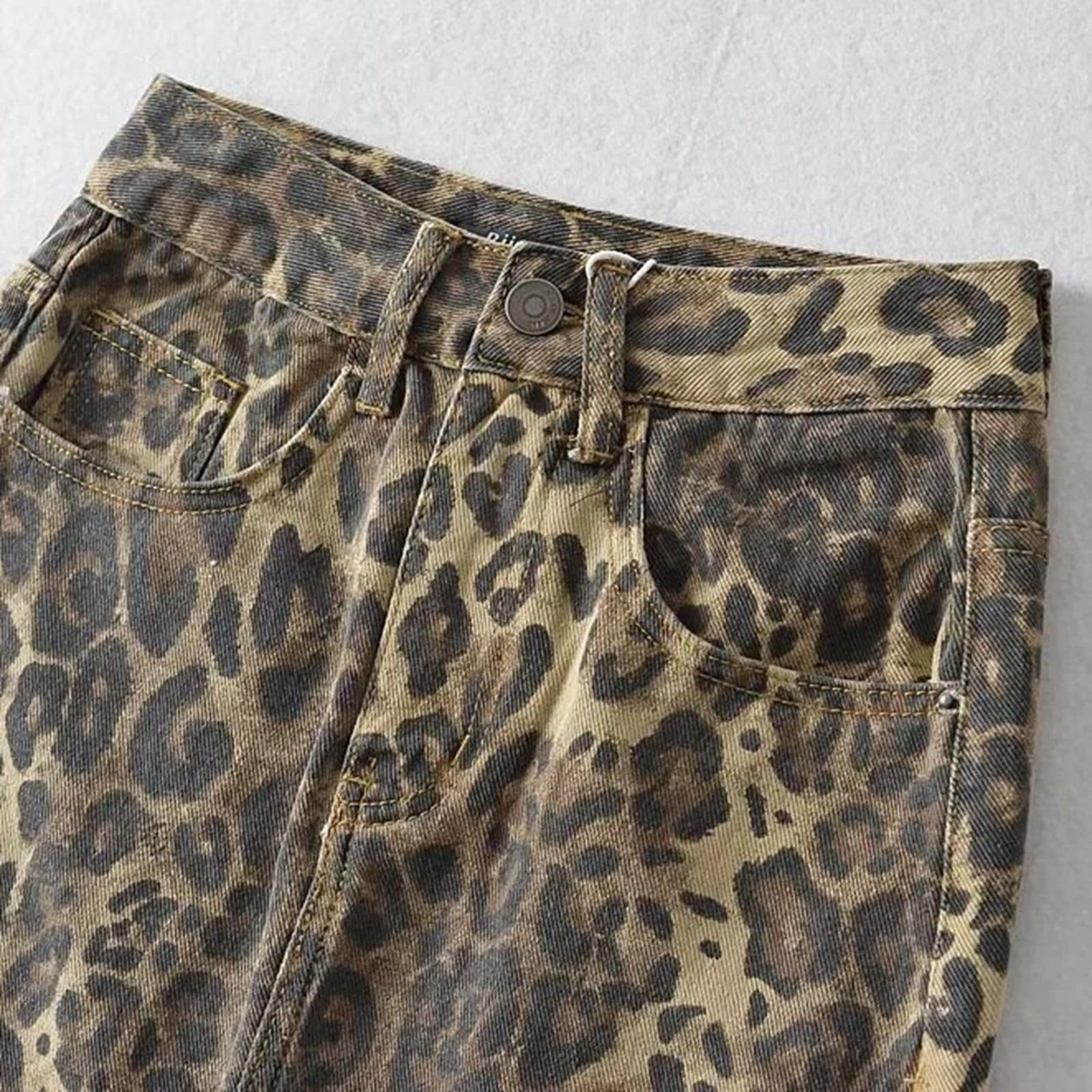 Categoría de producto Falda 1 | Título del producto Minifalda de línea A con estampado de leopardo alto | Falda patinadora de mezclilla con volantes para mujeres de moda