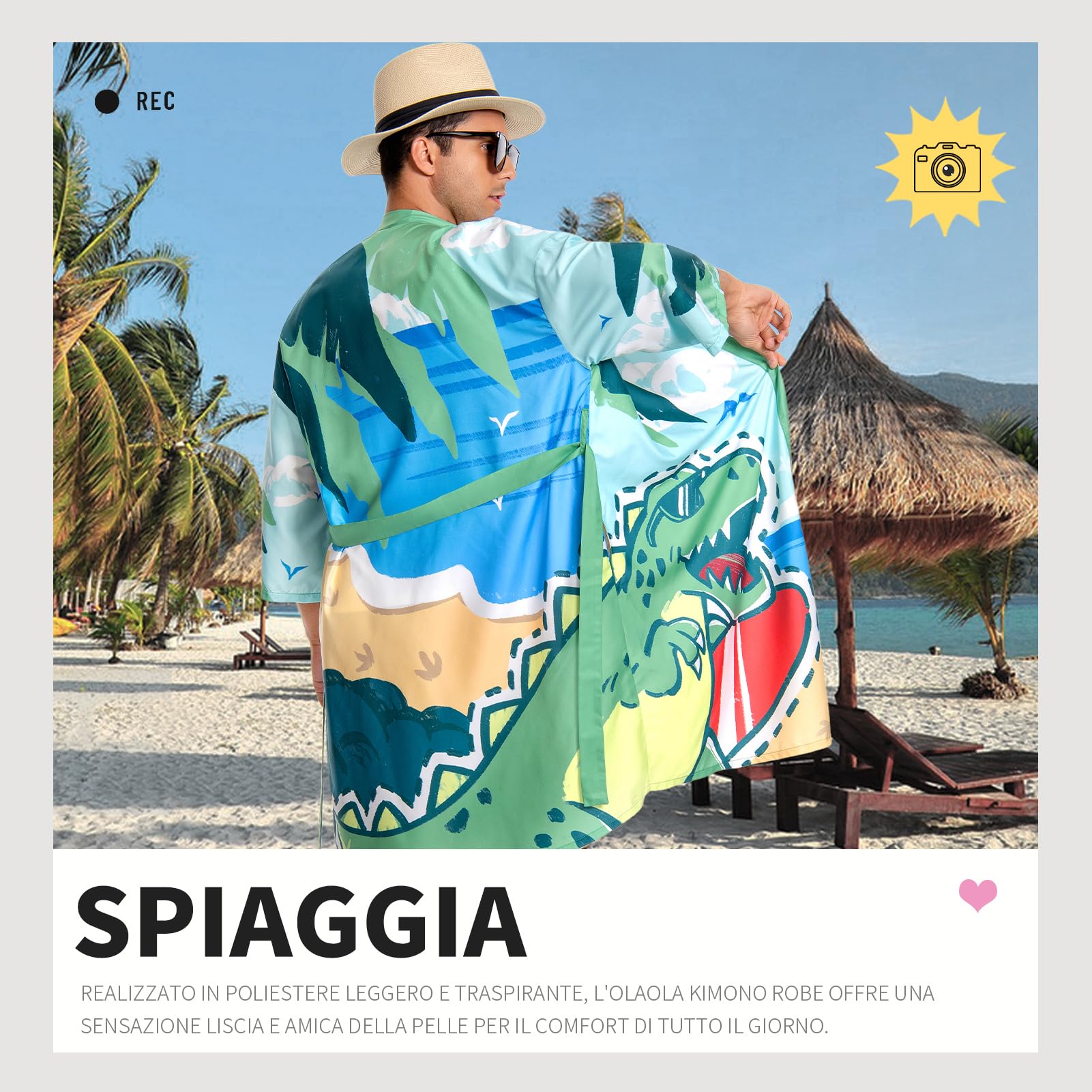 OLAOLA Accappatoio Uomo Leggero Kimono Accappatoio Comodo Lungo Morbido Microfibra Accappatoio Uomo e Donna Unisex Asciugatura Rapida Accappatoio