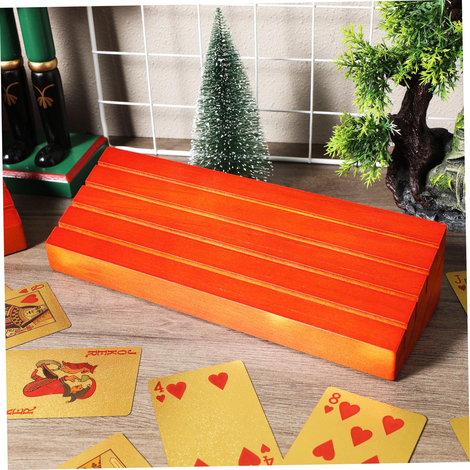 Abaodam Support en Bois pour Cartes à Jouer, Lot de 2, Marron