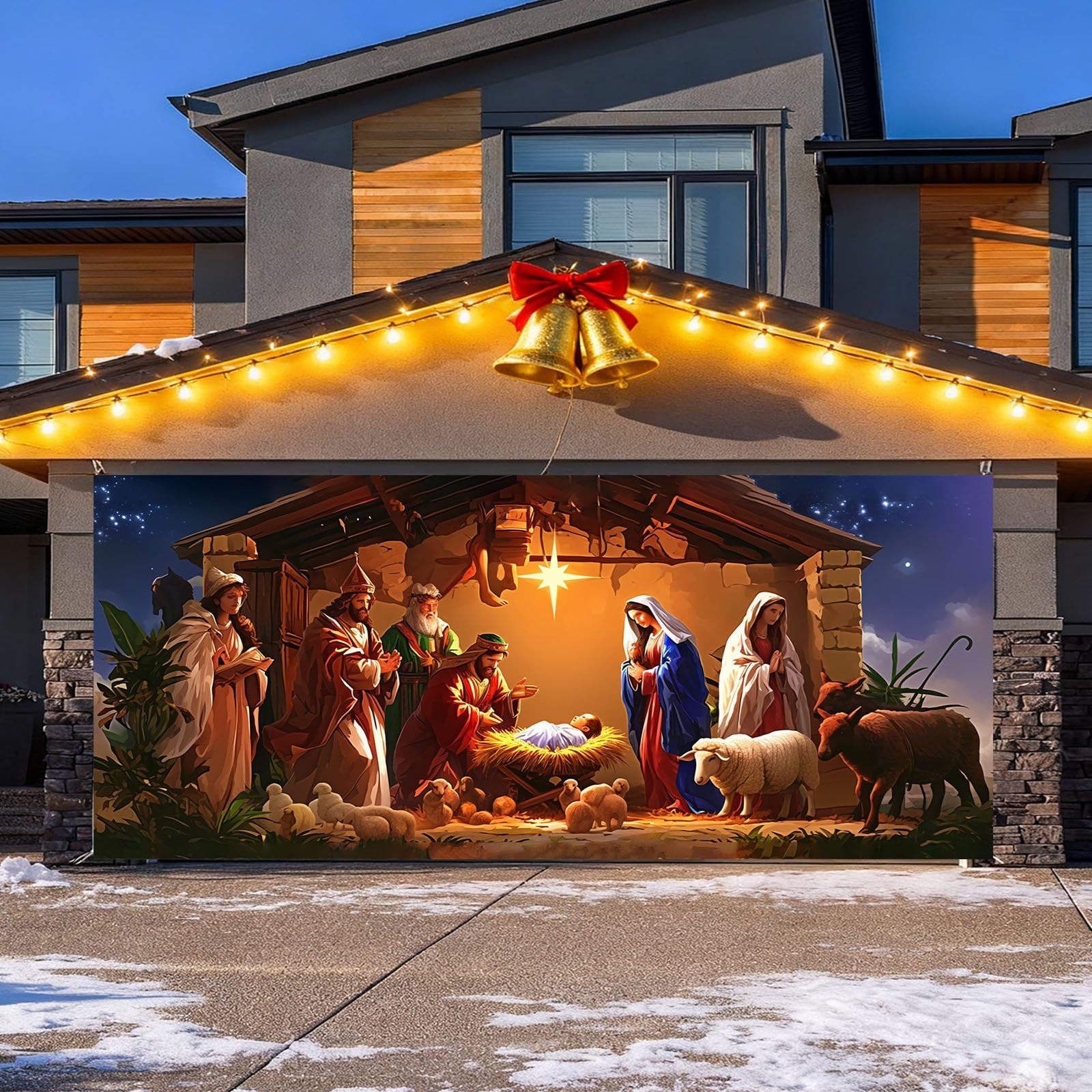 Cartel de buena suerte con texto en inglés «The Merry Christmas Christmas The Background Party Santa Photography Garage Door Back» 284