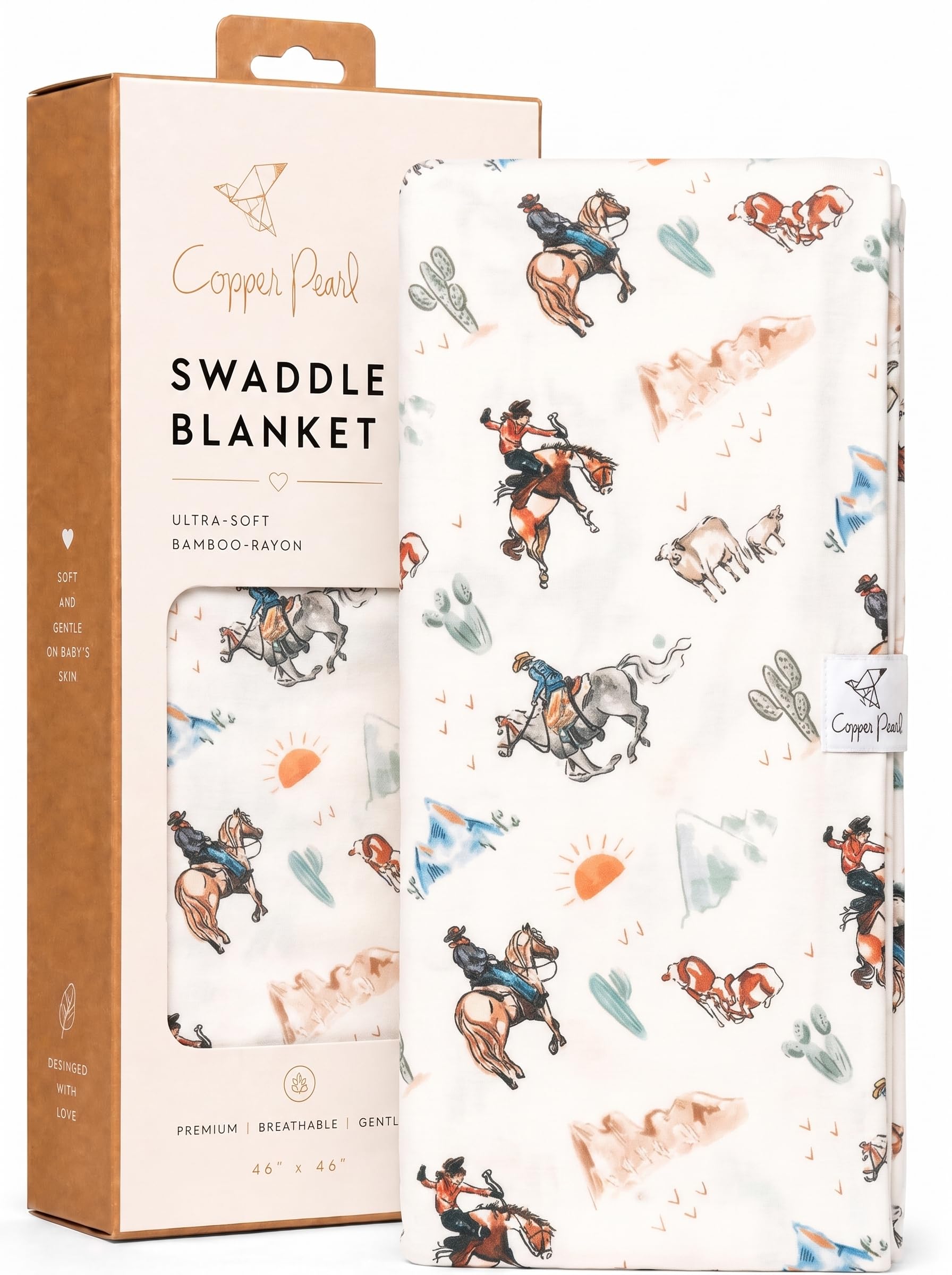 Copper Pearl Swaddle Blankets for Newborns | Soft Stretchy Receiving Blankets for Boys and Girls | Large 46 x 46 Inch Baby Blankets | Lightweight and Breathable Swaddles | Boone