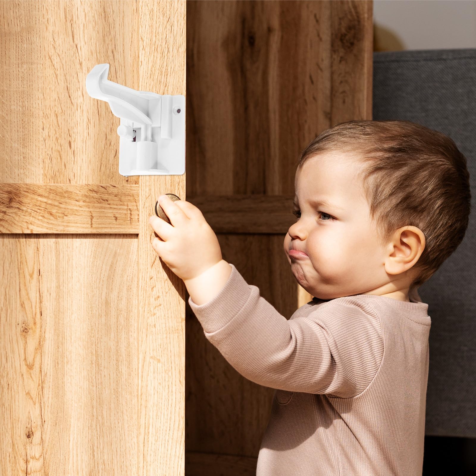 12 Stück Babyschrankschloss Weiß aus Abs ohne Bohren mit Starker Haftung für Tür und Schrank zur Sicheren Kindersicherung im Haushalt