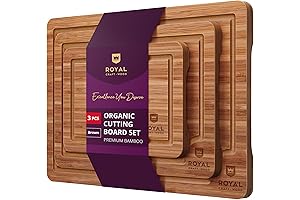 KitchenCraft Bamboo Wood Cutting Board Set with Deep Juice Groove for Meal Prep and Serving