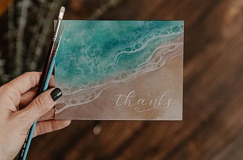 Miniatura 2 de Ocean Watercolor Greeting Cards Blank Inside with Envelopes Set of 6 Beach Painting Cards for Any Occassion