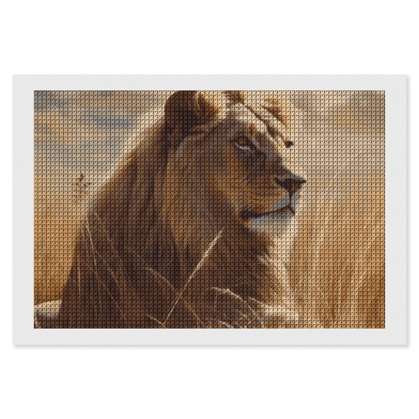NONHAI Diamond Painting Kits for Adults - DIY Diamond Art Kits for Beginners - Full 5D Paint Drill Diamond Dots Paintings- Prairie Lion Diamonds Pictures Gem Art and Craft Wall Decor 8"x12"
