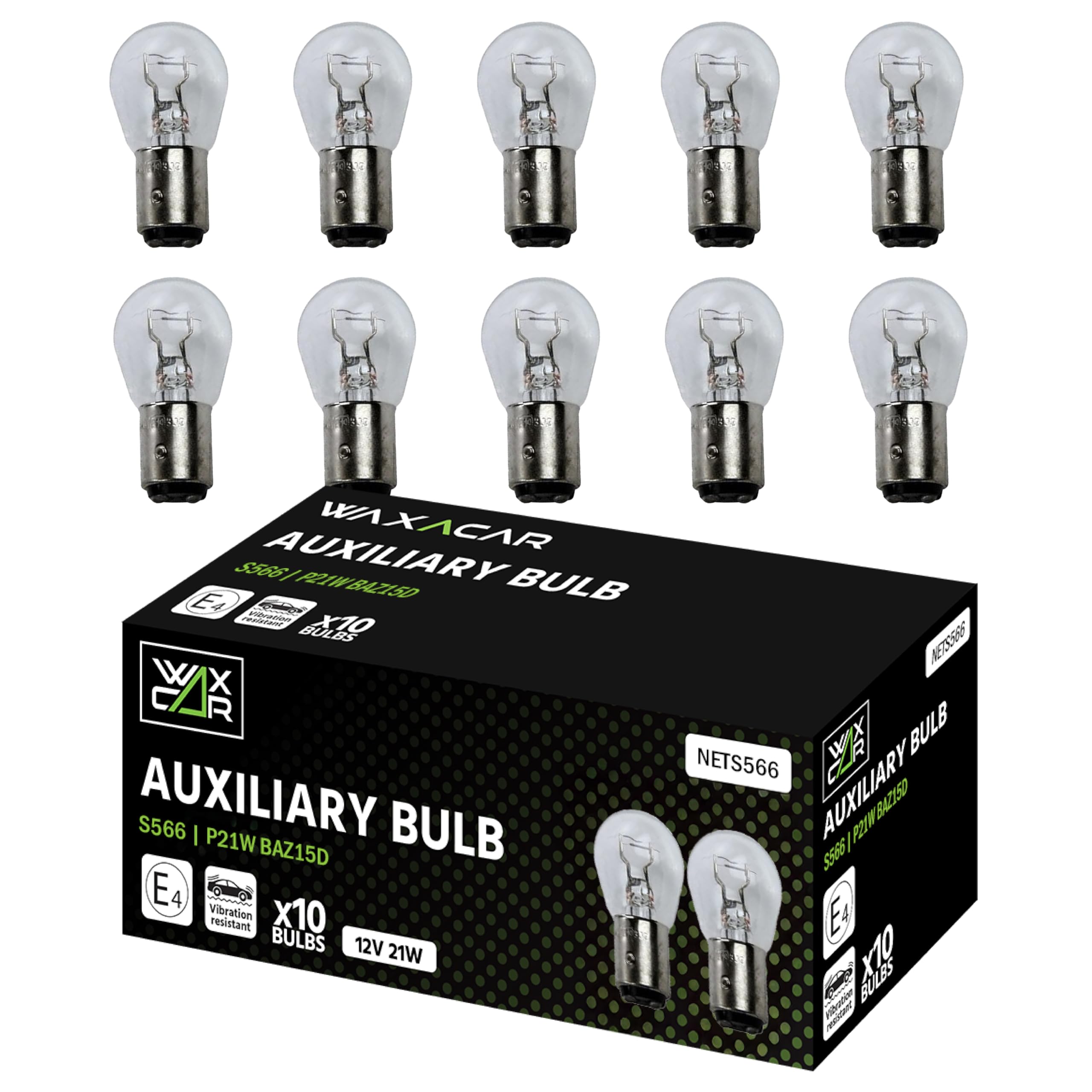 WAXACAR Vehicle Light Bulbs, Multi-Purpose for Tail, Brake, Fog, Indicator, Reverse Lights, 10 Pack, Universal Fit, Halogen, 21W, Compatible with Car, Van, Trailer, Truck, Bike (501 (10 Pack)) — view 11