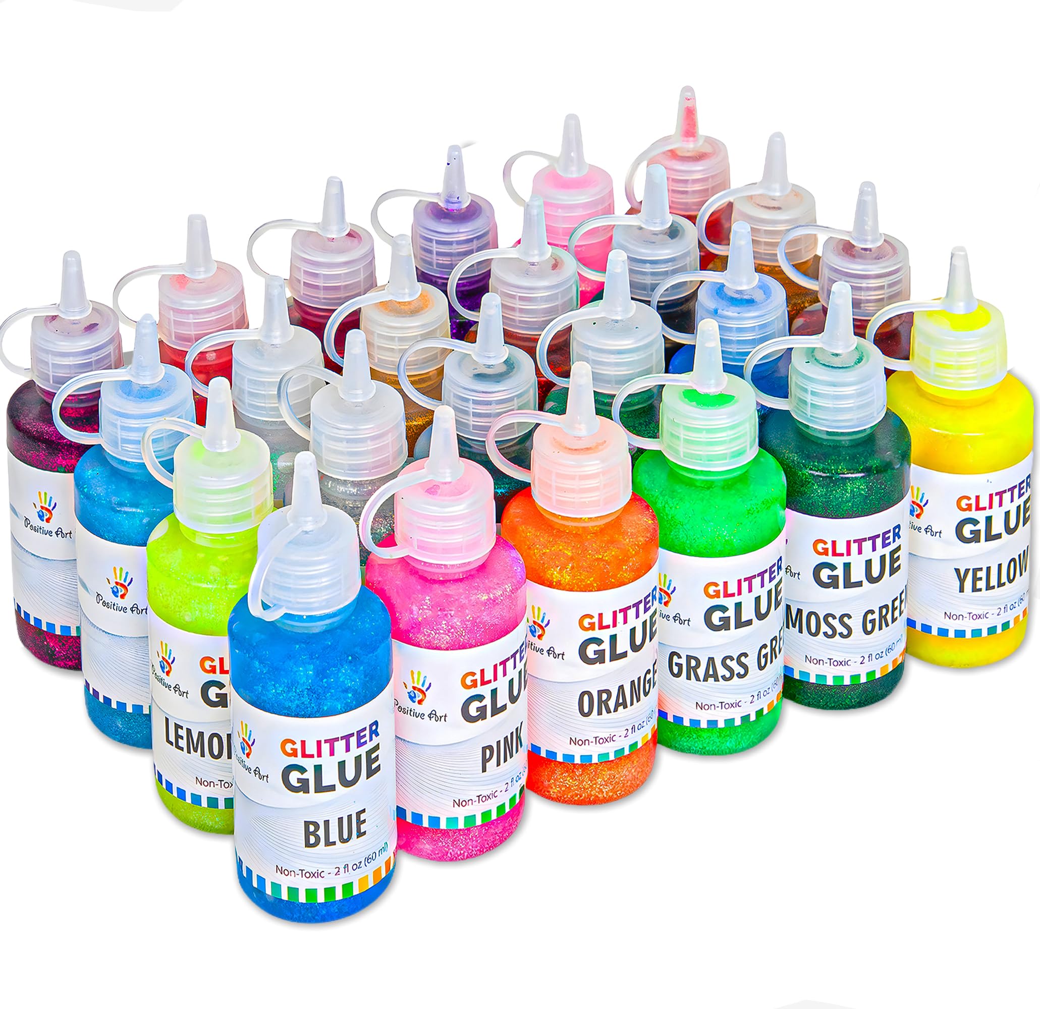 Glitter Glue (Value Pack - 24 Colors) | Washable Glittery Art Glue | Essential Slime Supplies for Slime Making and Arts & Crafts Projects | Non-Toxic & Safe for Kids