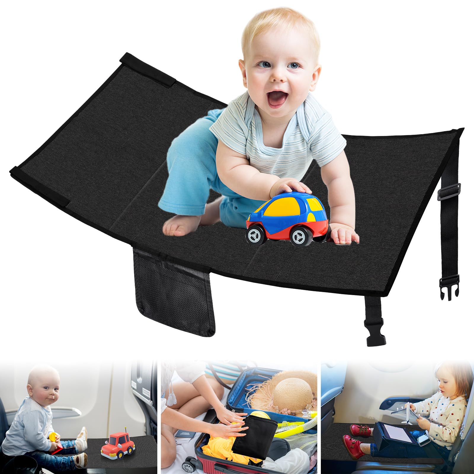 Abnaok Toddler Airplane Bed, Toddler Airplane Seat Extender Portable Airplane Foot Hammock for Kids Airplane Travel Essentials Airplane Travel Accessories for Kids