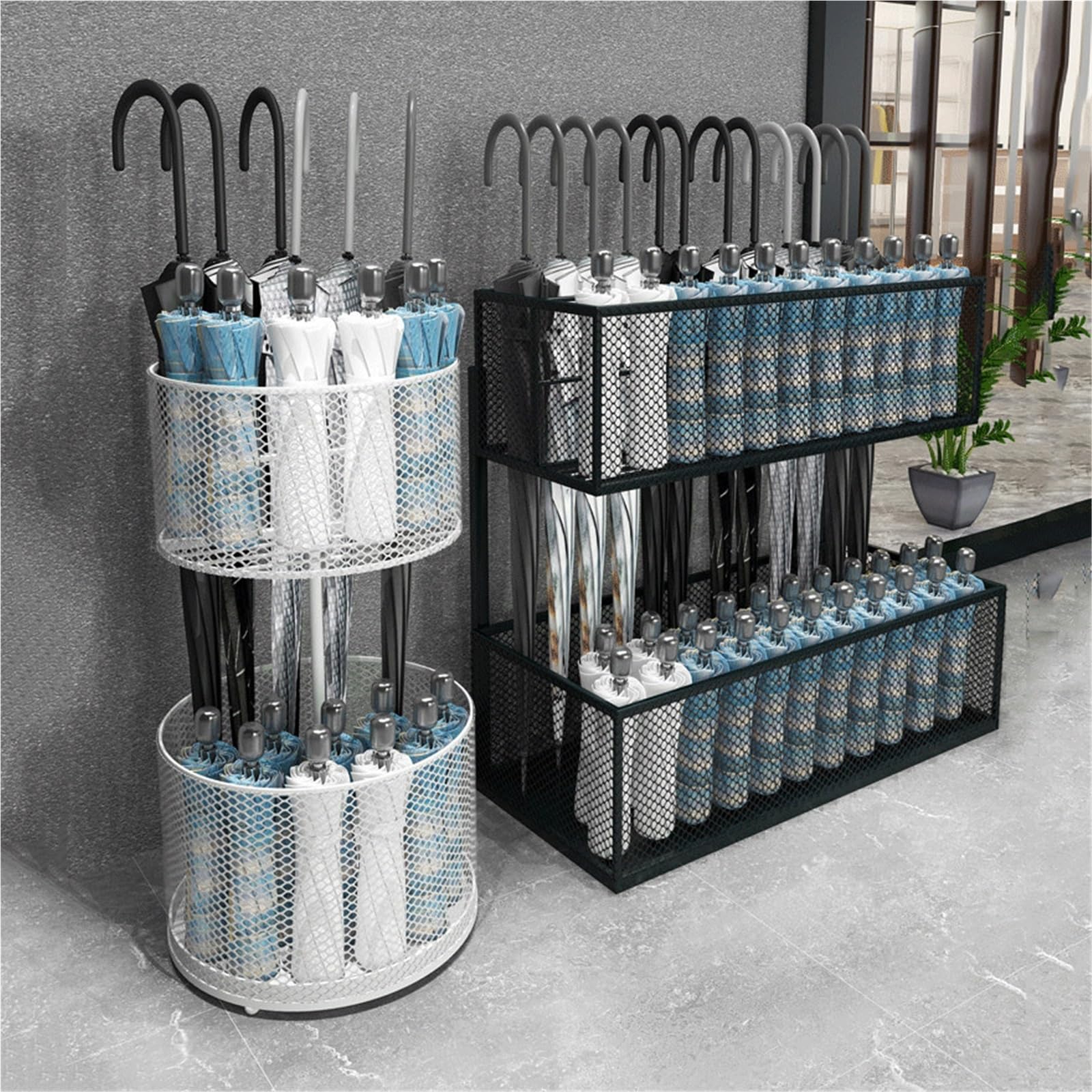 Stojak na parasole Metalowy stojak na parasole o dużej pojemności, klasy komercyjnej: minimalistyczny design, krótkie(Czarny,Mały)