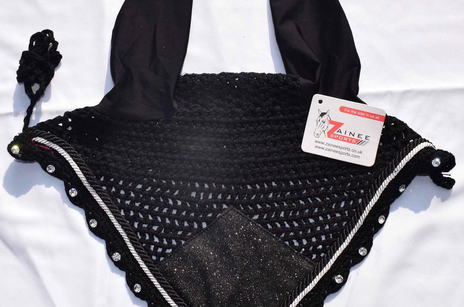 Black Glitter Saddle Pad Set Matching Ear Bonnet | Equestrian Show Gear | Horse Riding Matchy Set | Dressage or Jumping/Hunter