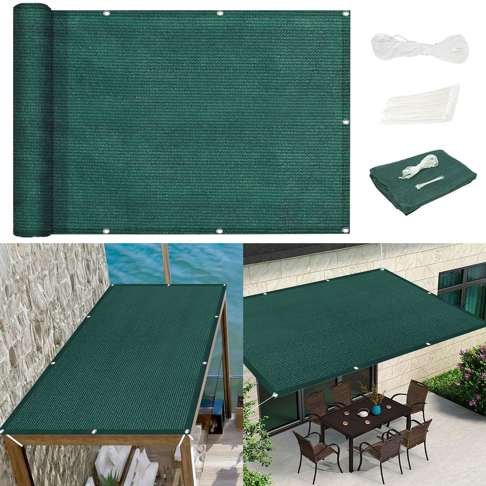 Toile d'ombre résistante aux UV et perméable avec oeillets