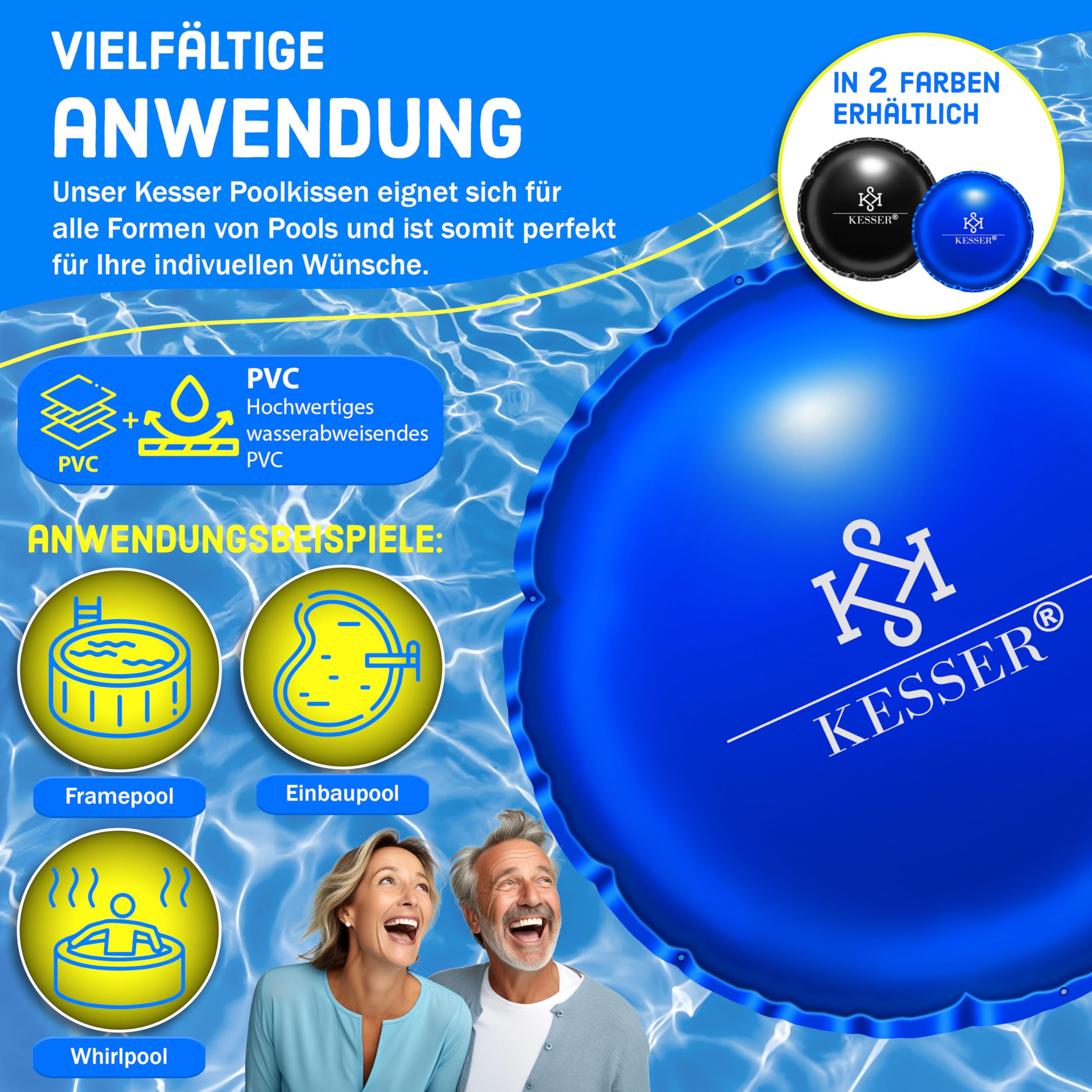 KESSER® Cojín de piscina de invierno de 400 cm | cubierta de piscina con doble costura Whirlpools | cojín de aire para piscina invernal | cubierta para piscinas empotradas de invierno | PVC