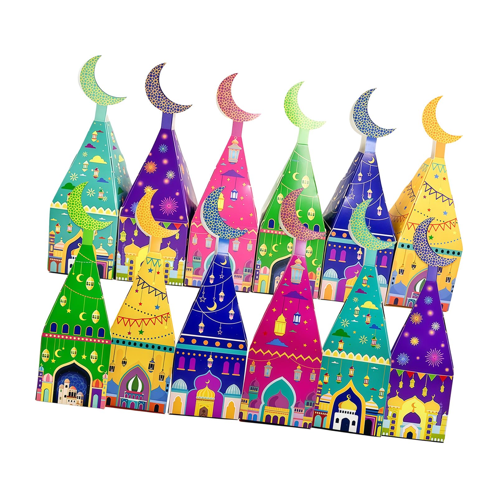 Piceioep 12Pcs Middle Eastern Party Treat Holder Mosque Shaped Candy Boxes for Traditional Ceremonies Cultural Event Gifts Decorative Holders
