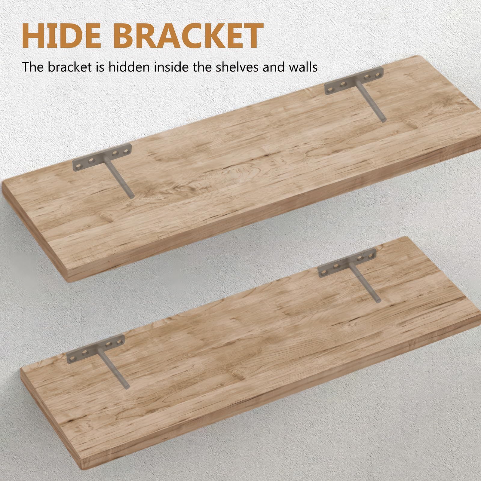 OUZHOU 4 Pcs Floating Shelf Bracket, Hidden Shelf Brackets 6 Inch Solid Steel Shelf Support - Image 4