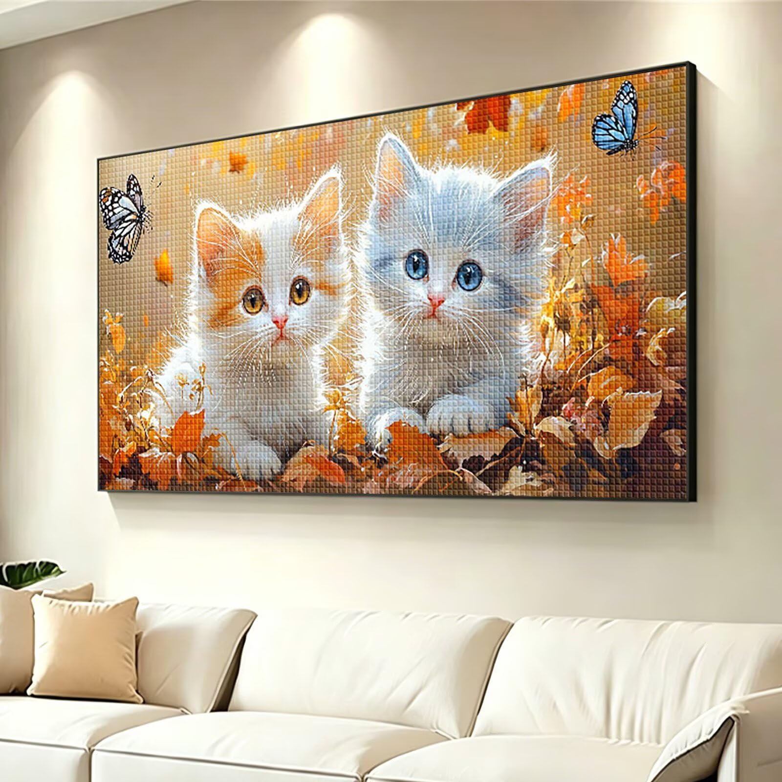 Diamond Painting Grande 160x80cm Gato Diamond Painting Adultos, DIY Mariposa Pintura de Diamante Manualidades Adultos, 5D Cuadrado Rhinestone Bordado Punto de Cruz para Home Decoration Regalo 0J-743