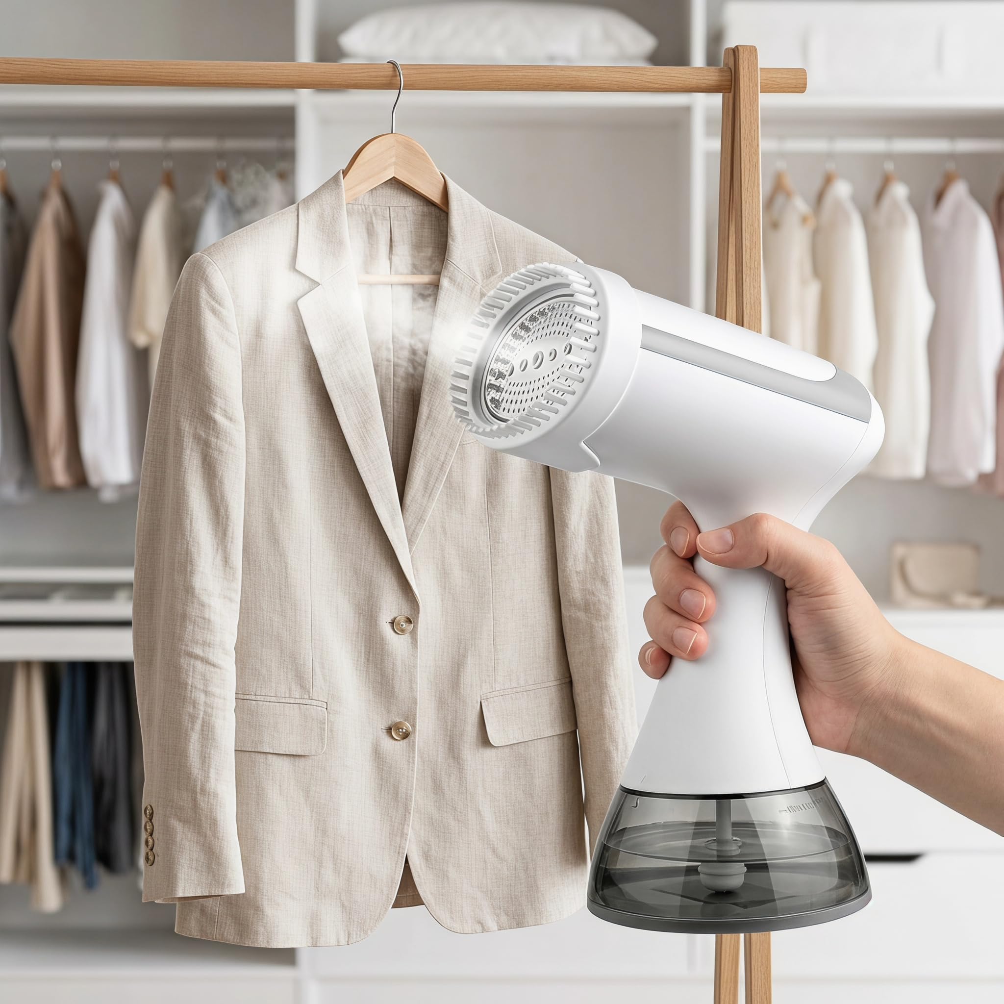 Leistungsstarker 1500-w-handdampfglätter – Entfernt Schnell Falten In Kleidung, Gardinen Und Bettwäsche – Ideal Für Unterwegs, Einfach Zu Bedienen Und Perfekt Für Zu Hause. White