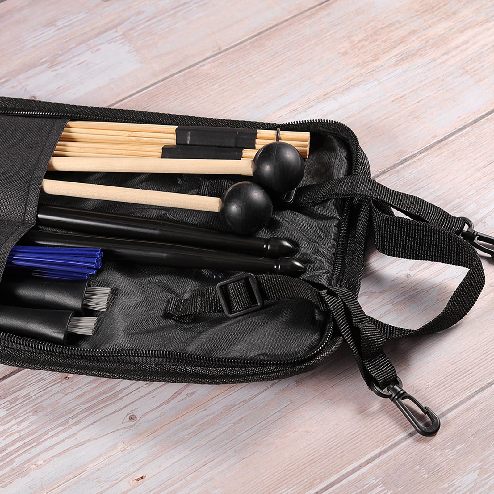 Bacchette professionali Essential, diverse bacchette per batteria, con custodia, design impermeabile e resistente all'usura, in tessuto Oxford