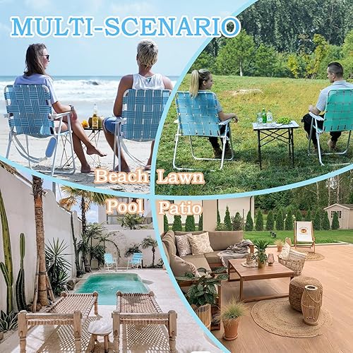 Miniatura 7 de #WEJOY - Silla de playa ligera con correas plegables con correa de mochila para adultos, silla de césped portátil, respaldo alto, sillas plegables