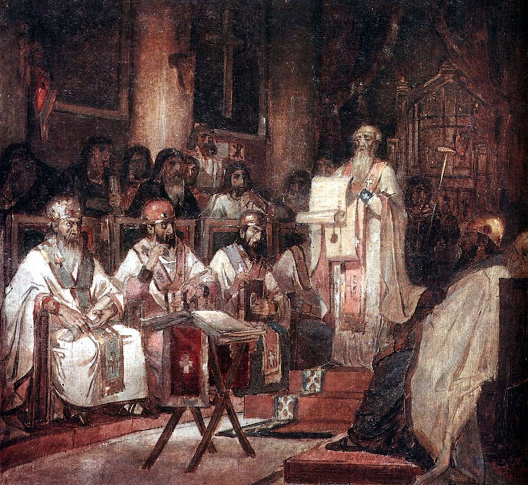 SERENDIPITP Abstract Painting Mural Print Picture Wall Decor Painting Second Ecumenical Council of Constantinople Vasily Surikov Vintage Wall Artwork for Home Decor 60x90cm