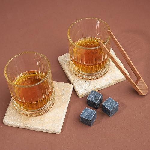 Vista 4 de Hediye Sepeti - Juego de regalo de whisky 100% sin plomo, juego de piedra de whisky de lujo, caja de madera, ideal para whisky, bourbon y licor