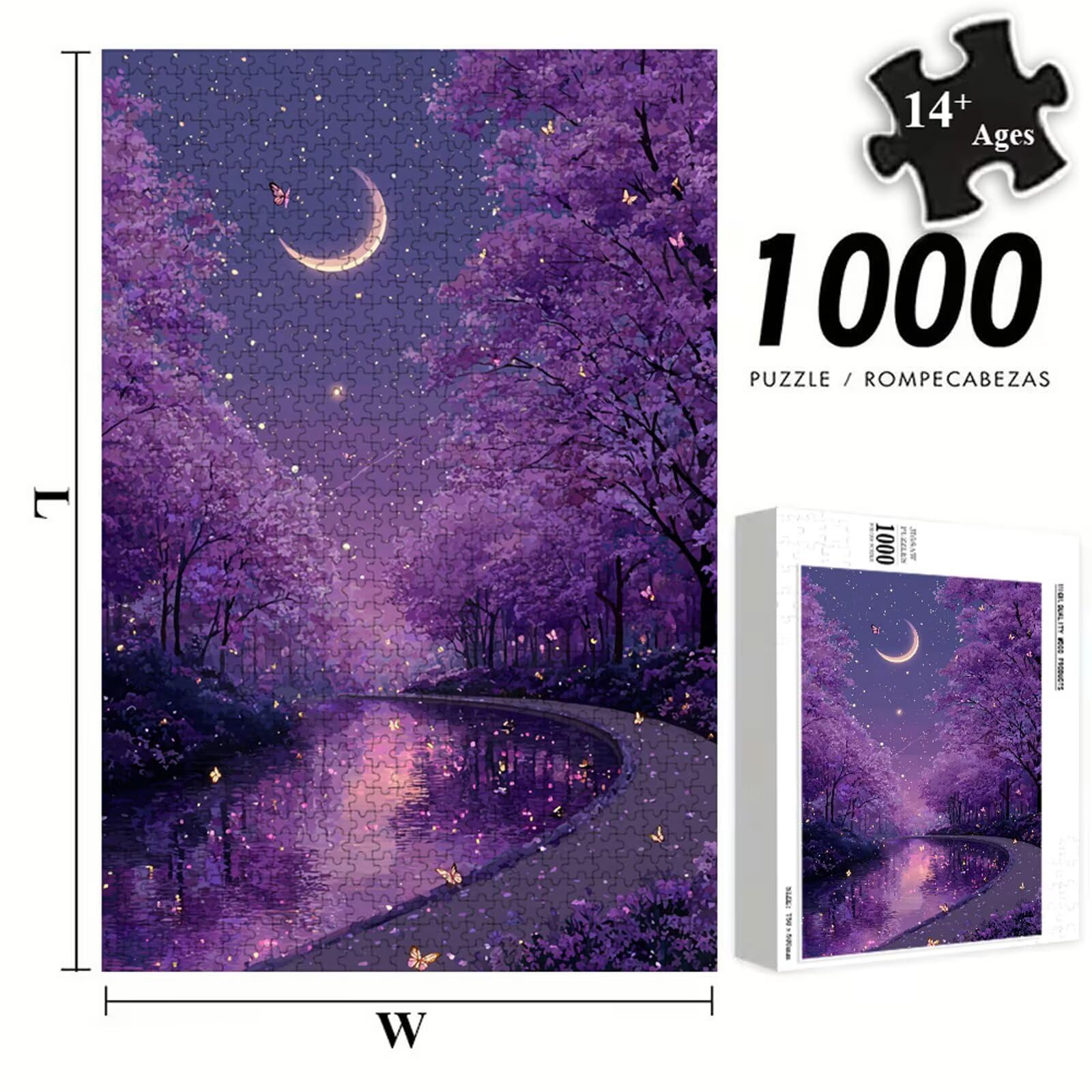 Puzzle 2000 elementów - Gwiaździste niebo i księżyc - Trwałe drewniane puzzle z literami na plecach - 75 x 105 cm - Kreatywne hobby bez kurzu - Artykuł kolekcjonerski i 14 lat w górę P3#1126