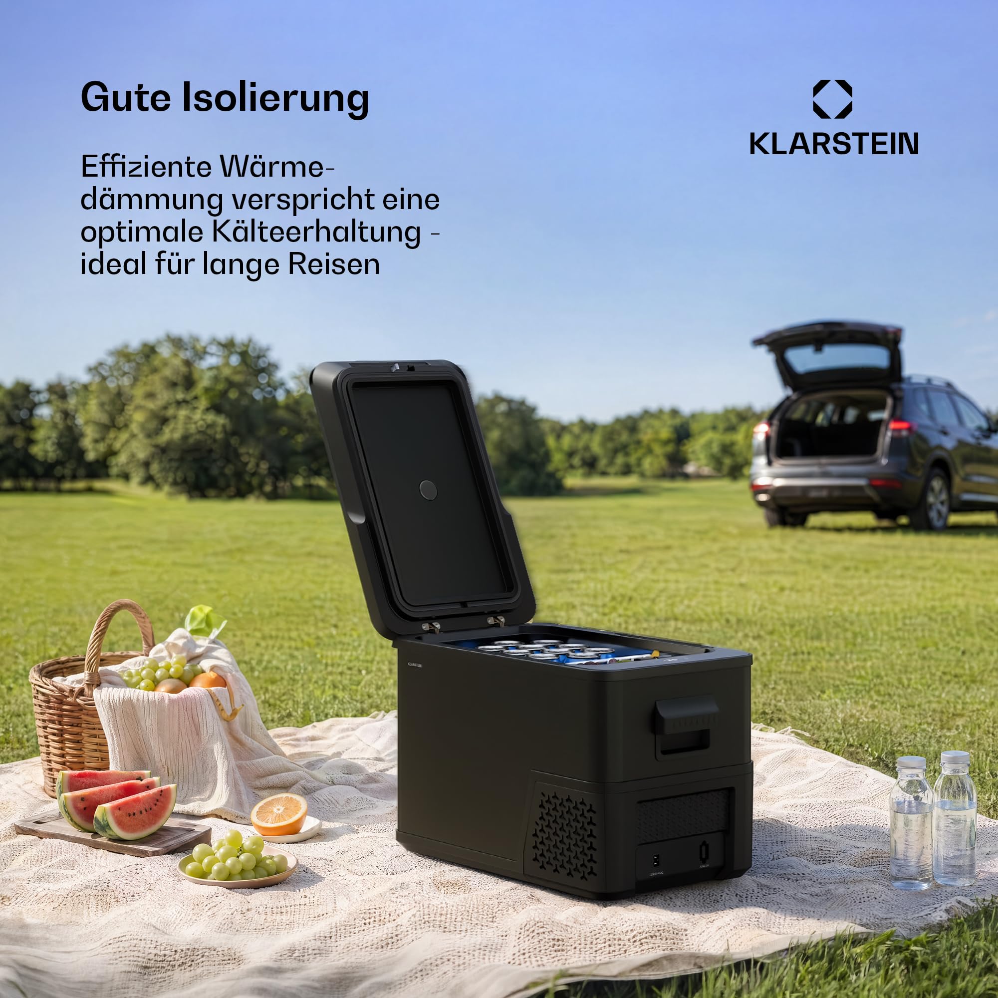 Klarstein Arctiq Uno tragbarer Kühlschrank 27 L – Kompressor-Kühlschrank -20 bis 20 °C, digitales Bildschirm, 12 V/230 V, kompakt für Camping und Reisen