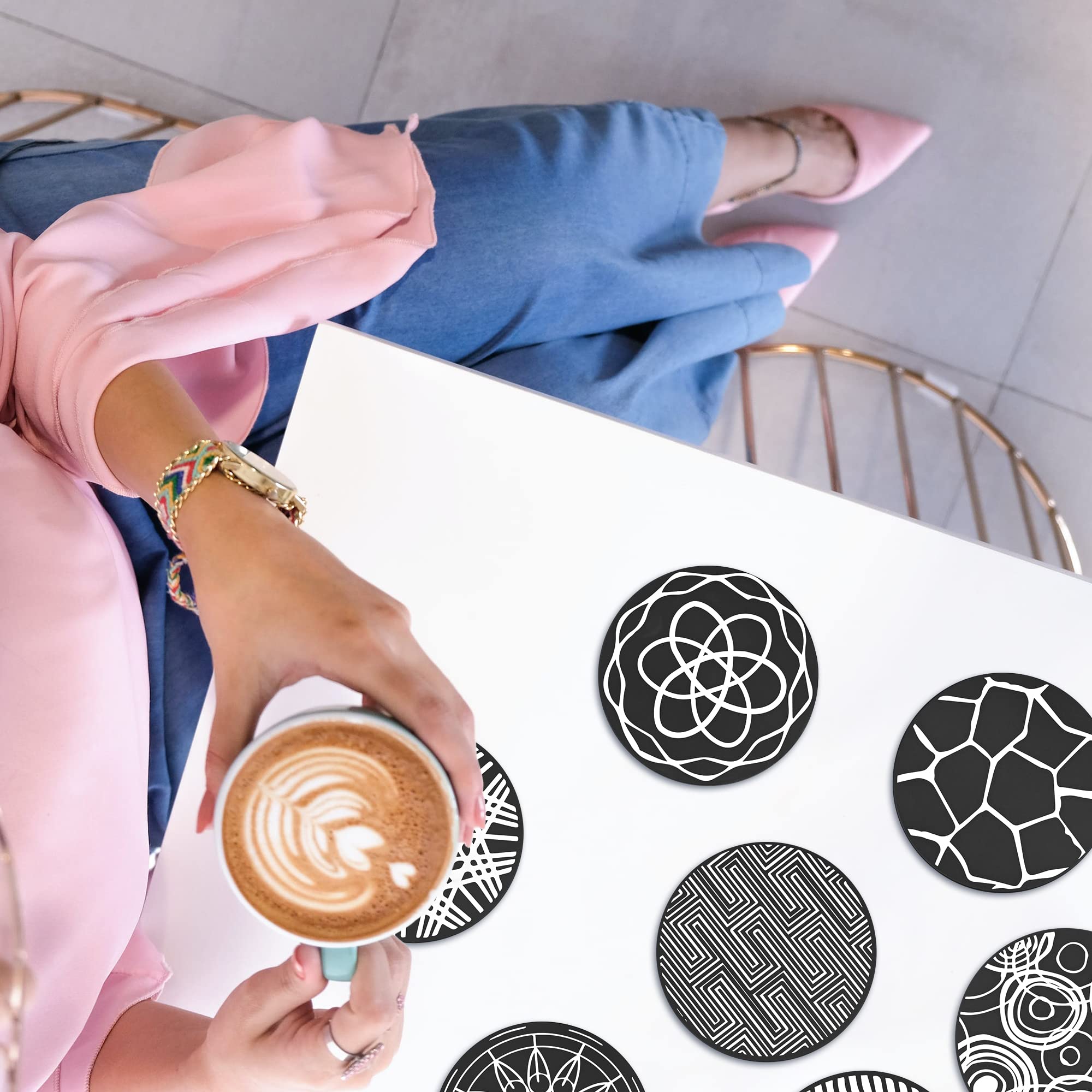 Set di 6 sottobicchieri rotondi in silicone blu da 10 cm con scatola portaoggetti quadrata antiscivolo per tazze da caffè e la maggior parte delle tazze da birra, bottiglia di bicchiere da